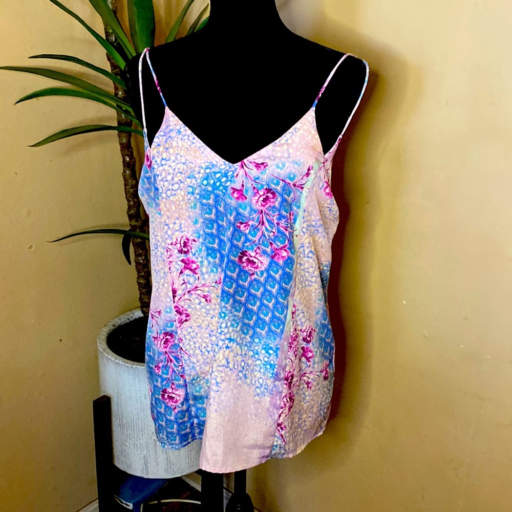 Anthropologie Skies Are Blue Pink And Blue Flowy Tank. Size Medium